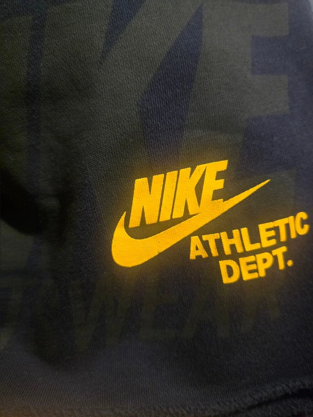 NEW!!! NIKE Navy Athletic Shorts with Yellow Nike Logo,Navy,Size M,Retail $42.00